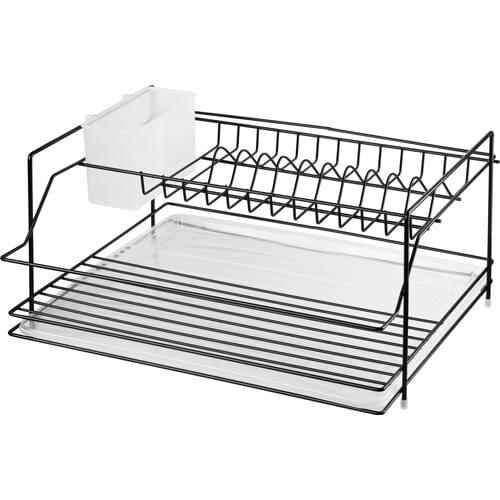 Nilşah 2 Layer Stainless Wire Dish Rack Black