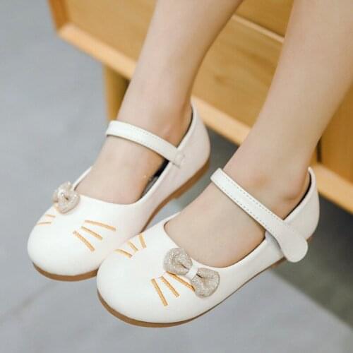 New 2020 Girls Dress Flat Shoes Fashion Bows Ballerina Slip-on for Kids Mary Jane Shoes Wedding Party Childrens Princess Shoes