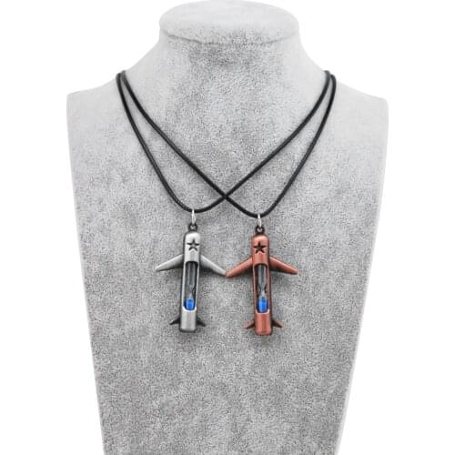 Novelty Retro Hourglass Plane Pendant Necklace For Women Vintage Gold Color Leather Chain Choker Female Jewelry Party Gift
