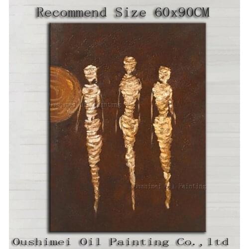 Wholesale High Quality Modern Abstract Figure Canvas Painting For Wall Decorative Brown Oil Painting For Living Room Decoration