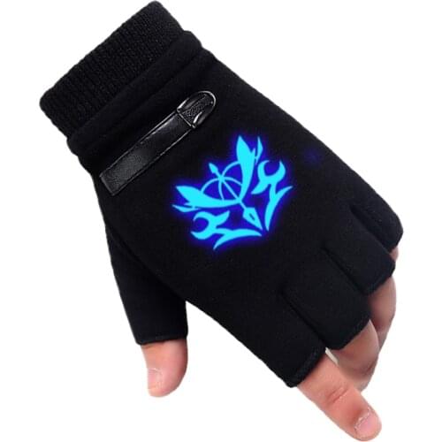 Luminous Winter Anime Fate/stay Night Glove Half Finger Couple Cartoon Fate Zero Mitten Black Plus Cashmere Unisex Cosplay Gift