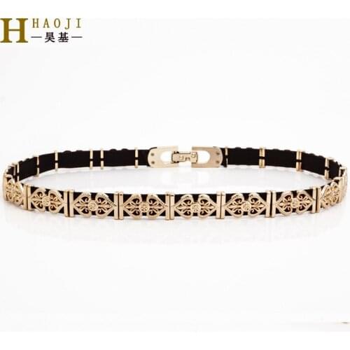 Metal buckle belt for dresses women ladies elastic waist chain belts female gold thin belts fashion 2018 waistband RT135