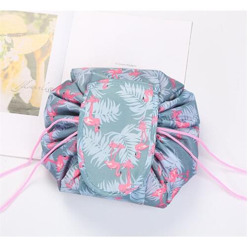 Lazy Men Storage Bag Printing Drawstring Makeup Organizer Portable Travel Cosmetics Women Bag Rolling Round Dustproof Cover