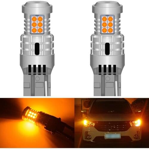 2pcs T20 7440 W21W LED Bulbs Canbus No Error Wy21w 1156 BA15S P21W BAU15S PY21W Lamp Car Turn Signal Light No Flash 12V Orange