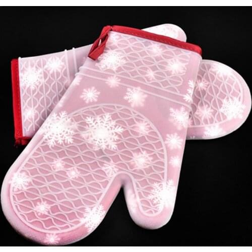 Heat Resistant Silicone Glove Thick BBQ Grill Gloves Kitchen Waterproof Oven Cooking Mitts Grill Baking Gloves