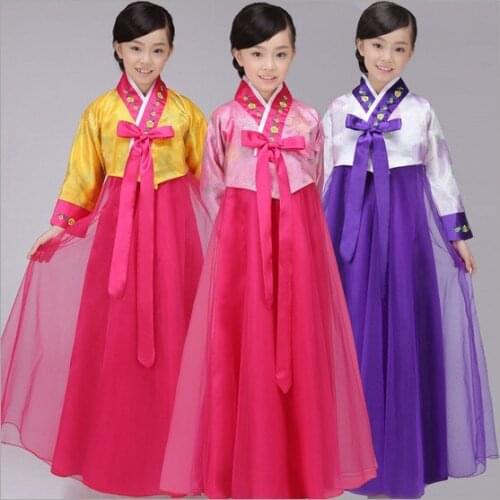 Top Quality Korean Hanbok Traditional Costume Girls Dress National Wind Cosplay Dress Long Sleeve Stage Girls Hanbok