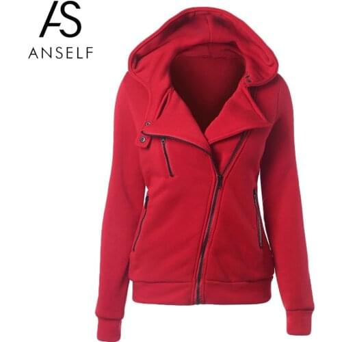Anself Harajuku Autumn Winter Women Hoodies Sweatshirt Long Sleeve Zipper Hooded Female Hoody Clothes Warm Women Tracksuit