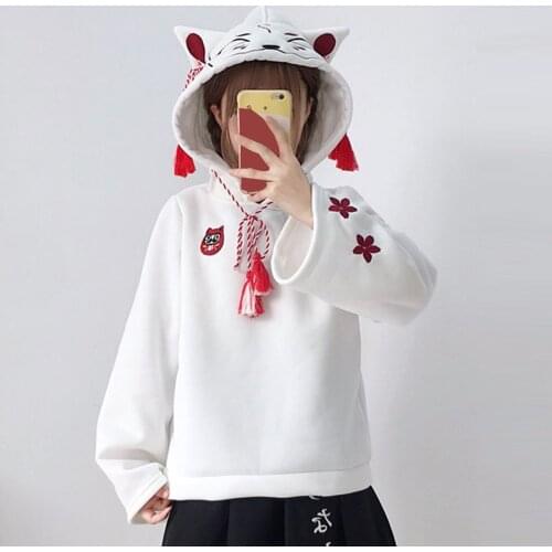 Cute Hoodies Women 2021 Women Hoodie Cute Foxes Print Top Sweatshirt Long Sleeve Gothic Clothes Loose Sudaderas Con Capucha
