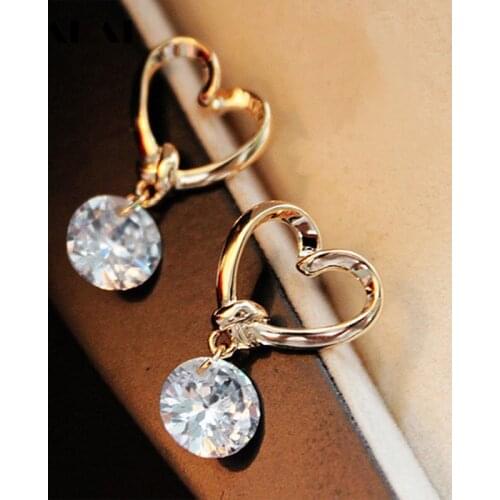 KEJIALAI Heart Earrings for Girls Crystal Stud Earrings Women Fashion Jewelry Cute Bijoux for Lover Gift LY-C4050