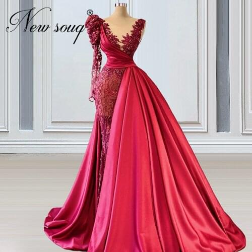 Pink Embroidery Evening Dresses Middle East Elegant Party Dress 2021 Robe De Soiree Long Arabic Dubai Beaded Women Evening Wear