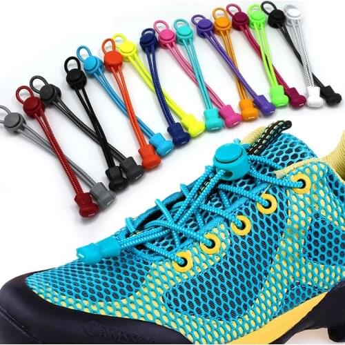 1 Pair Elastic Shoelaces Round Locking No Tie Shoe Laces Kids Adul Quick Lazy Laces