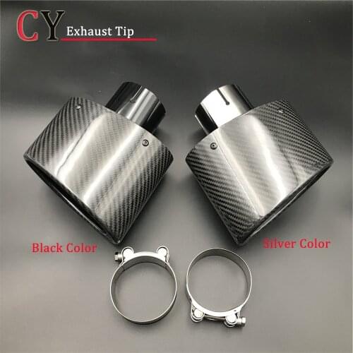 1Piece Two Color 150MM Outlet Oval Glossy Cabon Fiber Exhaust Tip Universal Oval Muffler Pipe