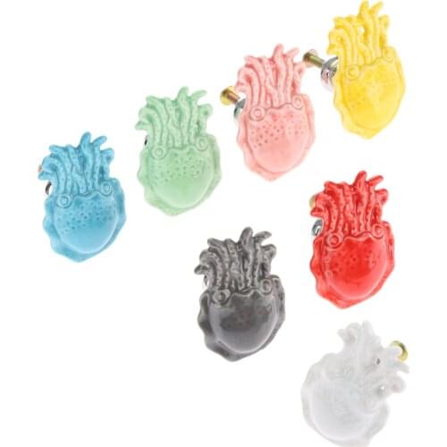 1Pc Creative Octopus Furniture Door Pulls Handle Ceramic+Zinc Alloy Child Room Cupboard Drawer Kitchen Cabinet Knobs and Handles