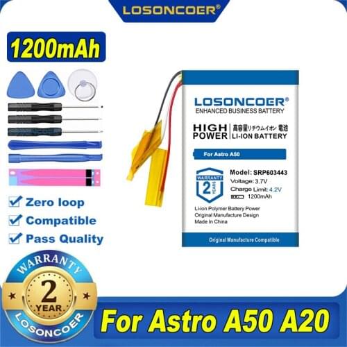 100% Original LOSONCOER SRP603443 1200mAh Battery For Astro A50 A20