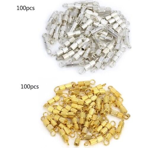 100Pcs Screw Type Barrel Clasp Necklace Bracelet Connectors DIY Jewelry Findings