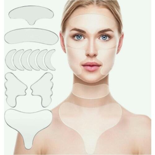 11 reusable silicone anti-wrinkle stickers face, forehead, neck eye pads anti-wrinkle anti-wrinkle lift skin care stickers