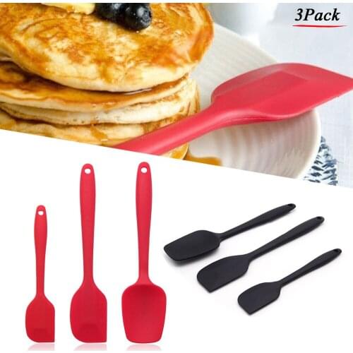 3Pcs/Set Silicone Spatula Sets - Baking Spatulas & Spoon, Heat Resistant/Non Stick/Strong Stainless Steel Core/Baking Tools