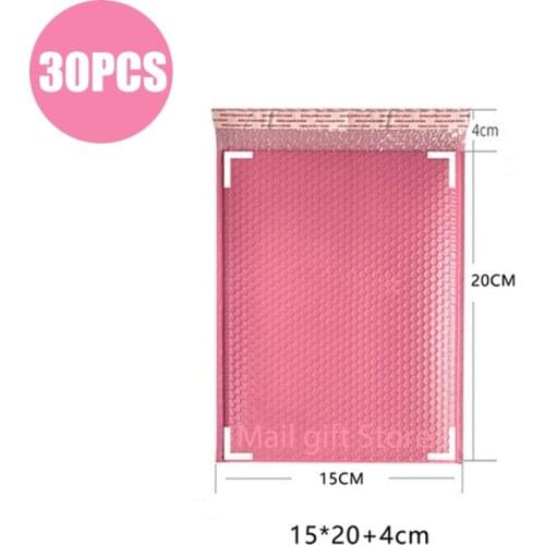 30PCS 15x20CM Mailer Poly Bubble Padded Mailing Envelopes For Mailer Gift Packaging Self Seal Bag Bubble Padding Pink