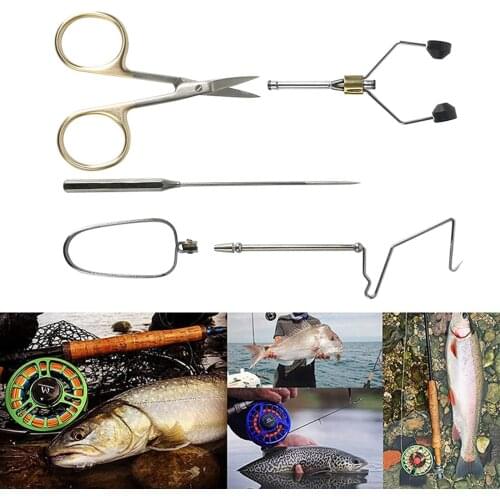 5pcs/set Fly Tying Tool Material Whip Finisher Dubbing Needle Bobbin Thread Holder Hackle Plier Fly Fishing Accessories