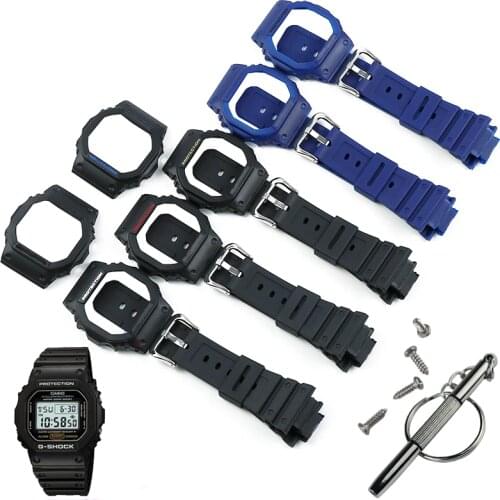Watch Accessories Resin Strap Case Mens For Casio G-SHOCK DW5600 GW5000 GW5035 GW5030 Waterproof Rubber Strap Female watch band