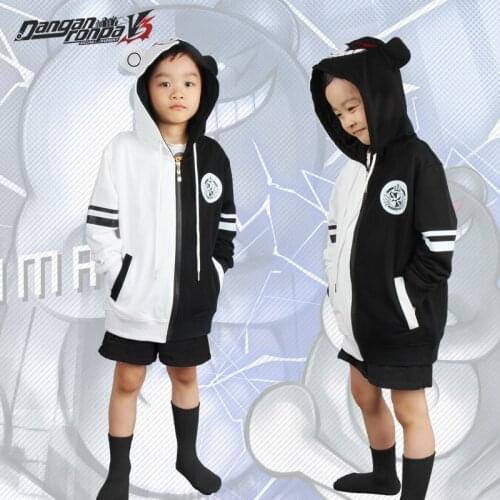 Anime Danganronpa Monokuma Cosplay Costume Hoodie Pullover Coat for Kids Jackets Costumes Cosplay for Boys Girls
