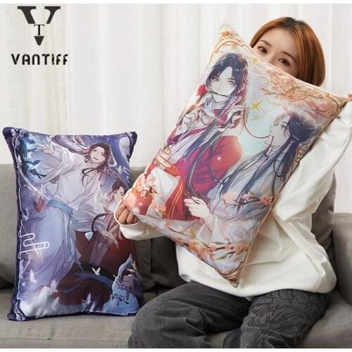 Anime Tian Guan Ci Fu Pillow Xie Lian Hua Cheng Printing Embroidery Cosplay Prop Throw Pillow Halloween Gift For Boys Girls