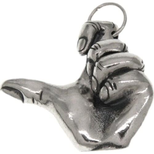 BOCAI New Real Solid s925 Silver Hip-hop Finger Punk Style Man Pendant Gesture Street Dance Boy Pendant