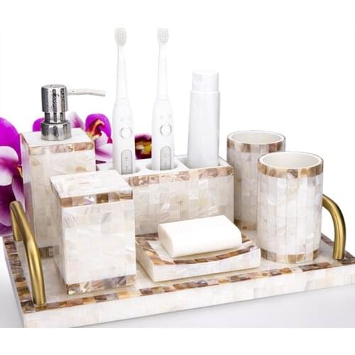 WSHYUFEI European wash set resin shell bathroom five-piece Upscale bathroom kit brushing toothbrush holder lotion bottle