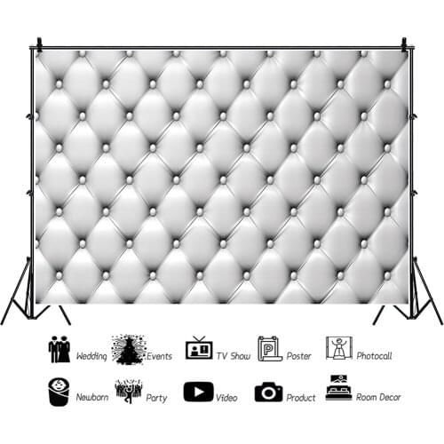 Laeacco White Headboard Texture Photo Background Surface Sofa Pattern Birthday Party Customized Poster Photographic Backdrops