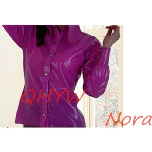 Hnandmade Pure Latex Rubber Purple Top Size XXS-XXL for Women