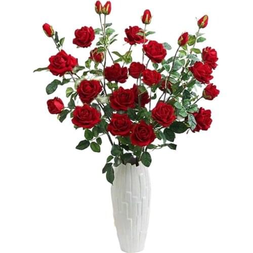 10Pcs Fake Long Stem Velvet Rose (5 stems/piece) 35.43" Length Simulation Corner Roses for Wedding Home Artificial Flowers