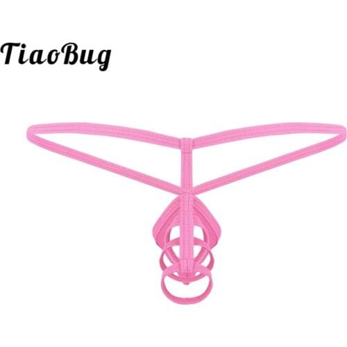 TiaoBug Men Lingerie Crotchless G-String Bikini Thong Low Rise Open Butt Erotic Underpants Sissy Panties Male Gay Sexy Underwear