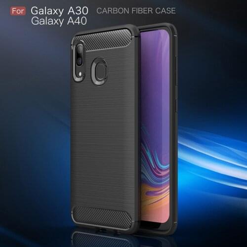 Kolpler soft case for Samsung Galaxy A30 case Carbon Fiber Texture soft TPU Silicone bumper ON back cover for A40 case