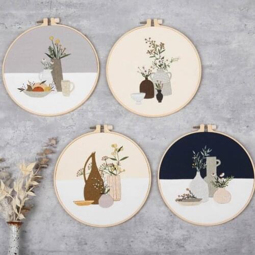 DIY Flowers Plants Pattern Embroidery Set Handicrafts Material Kits for Beginner Cross Stitch Sewing Craft Kit Needlework Tools