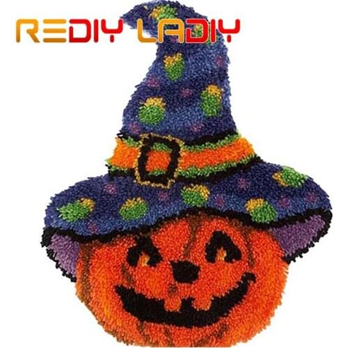 Latch Hook Rug Kits Halloween Hat Crocheting Floor Carpet Rug 100% Acrylic Yarn Cushion Mat DIY Carpet Rug Crochet Art & Crafts
