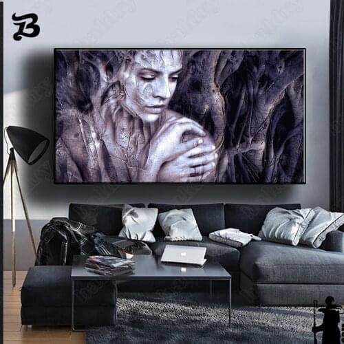 Canvas Painting Wall Art Abstract Fairy Forest Girl Canvas Poster Print Decorative Wall Picture Bedroom Living Room Home Decor