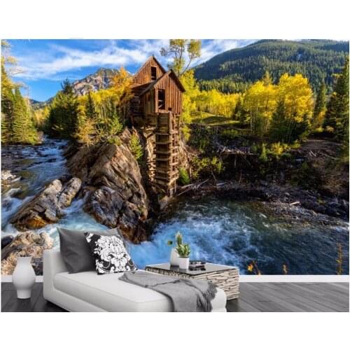 WDBH custom mural 3d photo wallpaper The mountain cabin idyllic scenery home decor 3d wall murals wallpaper for wall 3 d