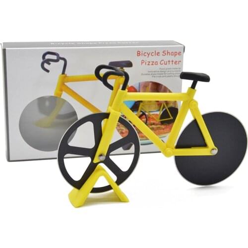Bike Pizza Cutter Knives With Box Non-stick Two-wheel Bicycle Shape Pizza Cutting Knife Holder Stainless Steel Pizza Tools