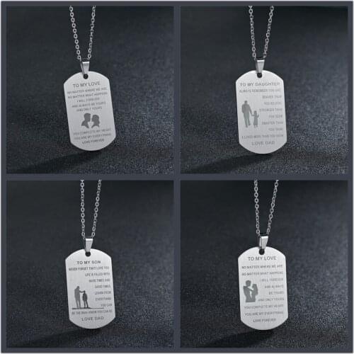 Family Series Necklace To My Son Daughter Love Pendant Husband Wife Lover Friend Stainless Steel Necklaces