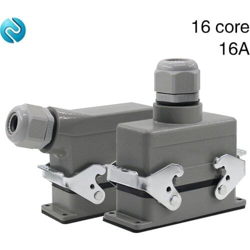 Rectangular H16B - HE - 016-1 heavy 16 pin connector line 16 a500v screw feet of aviation plug on the side