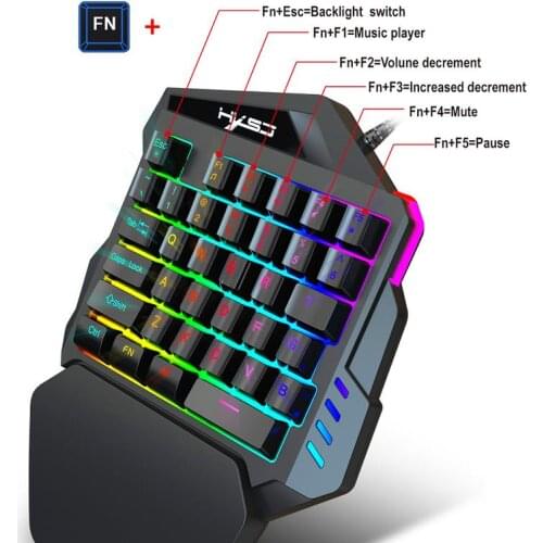 One-Hand Gaming Keyboard Left Hand Machine Feel Compact Mini Portable Mobile Games Keyboard for Game PUBG