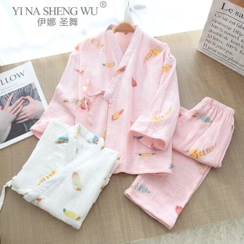 Traditional Oriental Cute Japanese Style Yukata Kids Girls Pajamas Sleepwear Childrens Loose Cartoon Kimono Suit Asian Clothes