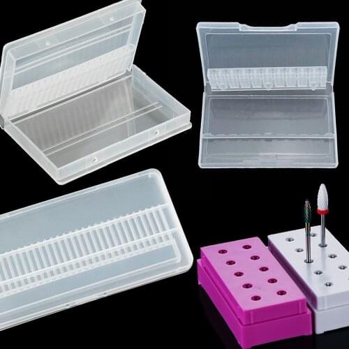 10/20/30 Acrylic Slots Clear Storage Box For Nail Drill Bit Storage Files Holder Container Case Display Nail Accessorie Tool