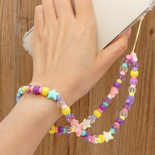 Mobile Phone Accessory Straps Detachable Mobile Phone Straps Beads Star Hanging Chain for Phone Mobile Phone Cord Boho Ornament