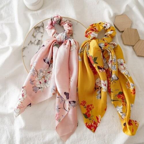 Sunshine Elastic Bow Scrunchies Women Headbands Hair Ties Stretch Ponytail Hair Rope Bands Hair Ring Girl Hair Accessories