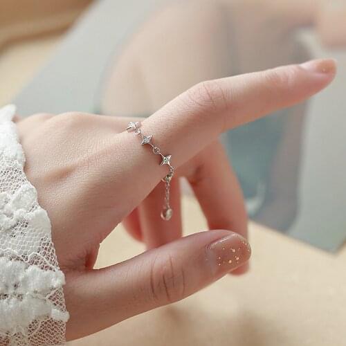 Star Chain Open Rings For Women Adjustable Fashion Creative Cute Hot Sale Punk Design Lady Friendship Wedding Jewelry BOYULIGE