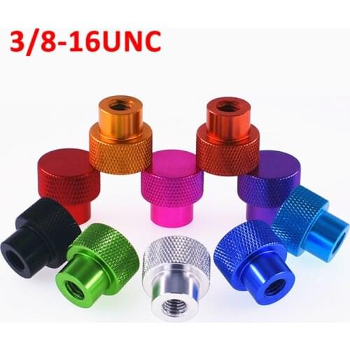 1PCS 3/8-16 UNC Coarse Thread Blind Hole Nuts Knurled Thumb Screws Step Hand-tightened Nuts Aluminum Alloy Multiple Color