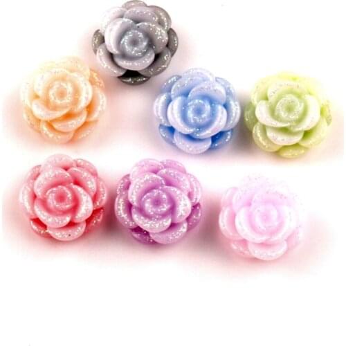 100Pcs Mixed Resin Bling Flower Decoration Crafts Beads Flatback Cabochon Scrapbooking For Embellishments Kawaii Diy Accessories