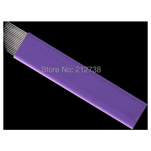 100pcs Super Sharp 0.2 Tattoo Needle Accessories Permanent Makeup Sterilized Purple 18pins Microblading Blade For Eyebrow Lip