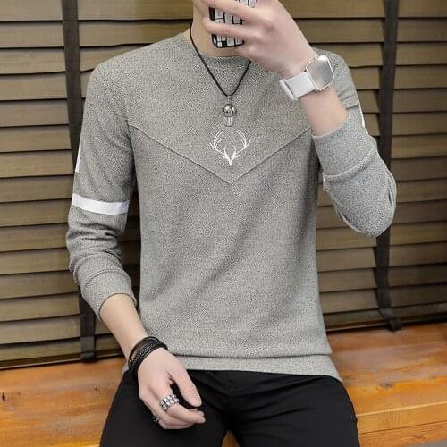 2021 spring and autumn new pullover sweater men Korean youth round neck long-sleeved bottoming shirt sweater sweater mens top t